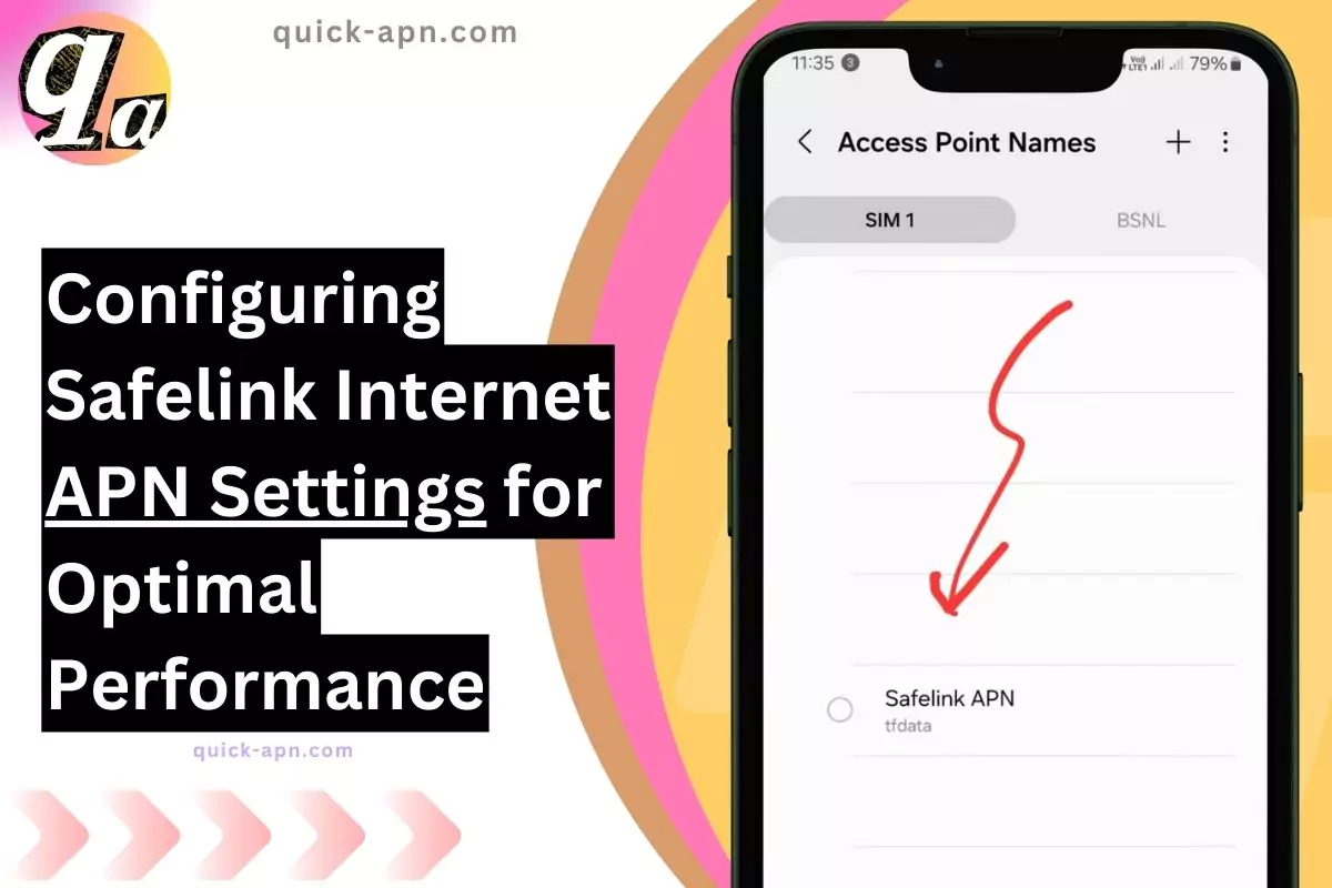 screenshot of the safelink apn with same overlay text configuring